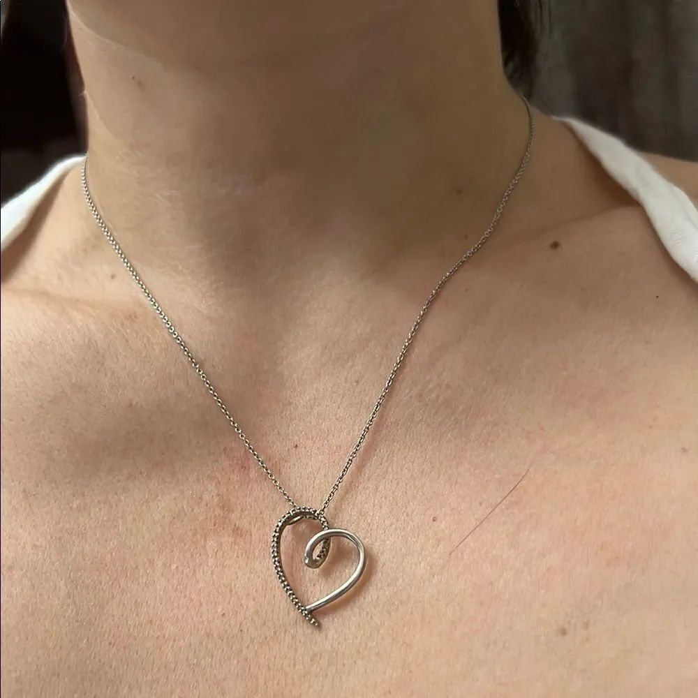 Silver Heart Pendant Necklaceโwith Delicate Chain